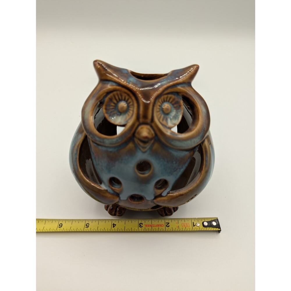 Pier 1 Imports Ceramic Glazed Owl Tealight Votive Candle Holder 5" - Picture 8 of 8